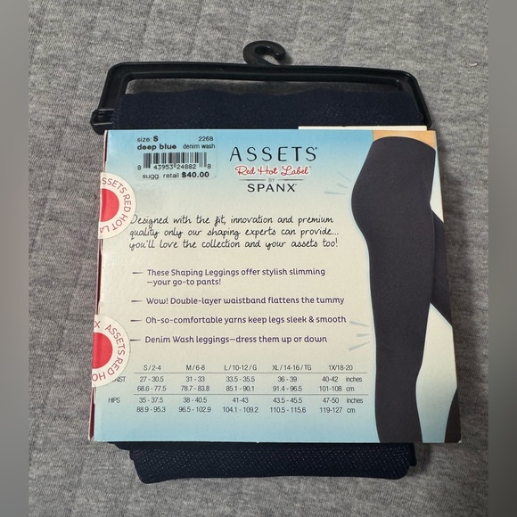 Assets by Spanx Seamless Shaping Leggings Denim Wash Deep Blue Size S - Picture 2 of 8